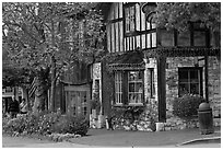 Street lined up with galleries. Carmel-by-the-Sea, California, USA (black and white)