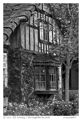 Half-timbered house. Carmel-by-the-Sea, California, USA (black and white)