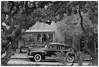 Classic car on Ocean Avenue. Carmel-by-the-Sea, California, USA (black and white)