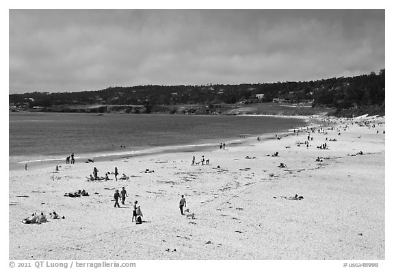 Carmel Beach in summer. Carmel-by-the-Sea, California, USA (black and white)