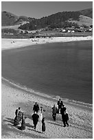 Wedding party on Carmel River Beach. Carmel-by-the-Sea, California, USA (black and white)