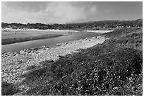 Carmel River and beach. Carmel-by-the-Sea, California, USA (black and white)