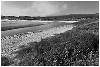 Carmel River and beach. Carmel-by-the-Sea, California, USA (black and white)