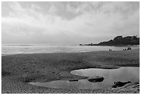 Beach and Carmel Bay, afternoon. Carmel-by-the-Sea, California, USA (black and white)