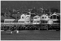 Fishermans wharf, late afternoon. Monterey, California, USA (black and white)