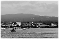 Monterey harbor, evening. Monterey, California, USA ( black and white)