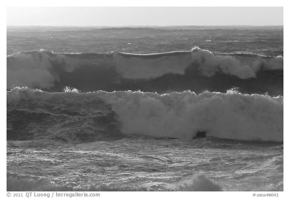 Big waves at sunset. Carmel-by-the-Sea, California, USA (black and white)
