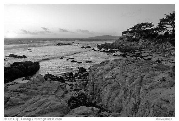 Butterfly house at sunset. Carmel-by-the-Sea, California, USA (black and white)