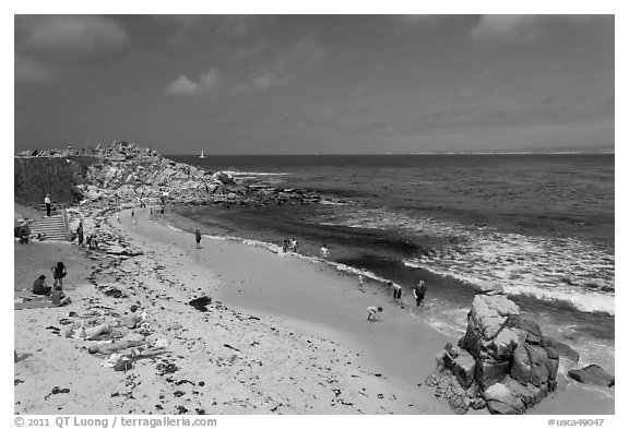 Beach at Lovers Point. Pacific Grove, California, USA (black and white)