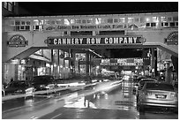 Cannery Row on a rainy night. Monterey, California, USA ( black and white)