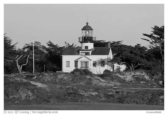 Point Pinos Lighthouse, late afternoon. Pacific Grove, California, USA (black and white)