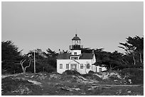 Point Pinos Lighthouse, oldest continuously-operating on the West Coast. Pacific Grove, California, USA (black and white)