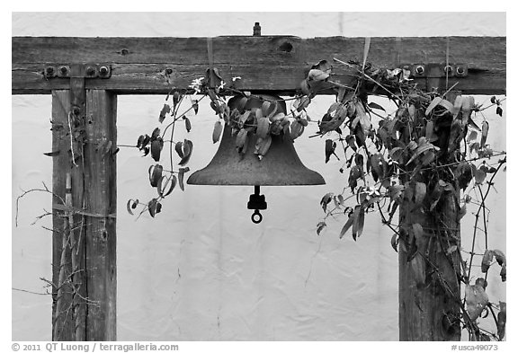 Historic bell. Monterey, California, USA (black and white)