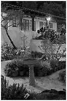 Heritage garden at night. Monterey, California, USA ( black and white)