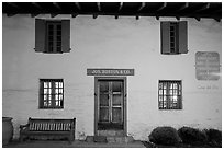 Casa del Oro facade at night. Monterey, California, USA ( black and white)