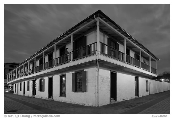 Pacific House at night. Monterey, California, USA