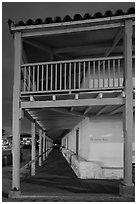 Custom House side at night. Monterey, California, USA (black and white)