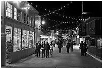 On the Fishermans Wharf at night. Monterey, California, USA ( black and white)