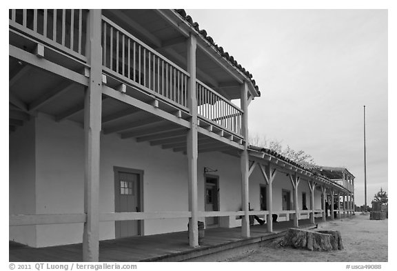 Custom House (oldest government building in California). Monterey, California, USA (black and white)