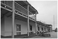 Custom House (oldest government building in California). Monterey, California, USA (black and white)