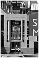 San Jose Museum of Art detail. San Jose, California, USA (black and white)