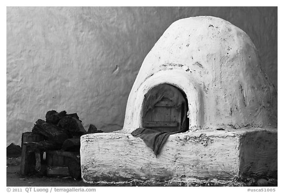 Oven outside Peralta Adobe. San Jose, California, USA (black and white)