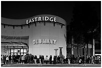 Line outside Eastridge shopping mall. San Jose, California, USA ( black and white)