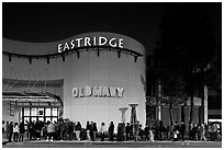 Line outside Eastridge shopping mall. San Jose, California, USA (black and white)