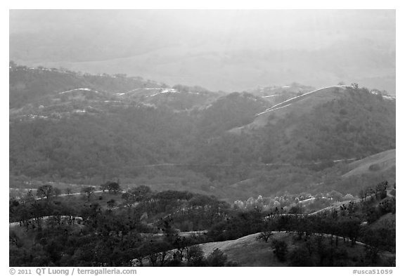 Hills and ridges at sunset. San Jose, California, USA
