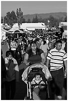 Crowded alley, San Jose Flee Market. San Jose, California, USA ( black and white)