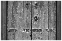 Weathered door detail. Santana Row, San Jose, California, USA (black and white)