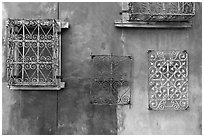 Painted wall and grids. Santana Row, San Jose, California, USA ( black and white)