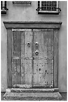 Weathered door. Santana Row, San Jose, California, USA (black and white)