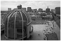 Rotunda and esplanade from City Hall offices. San Jose, California, USA (black and white)