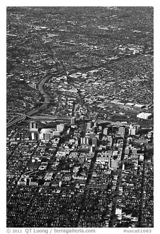 Aerial View of downtown. San Jose, California, USA (black and white)