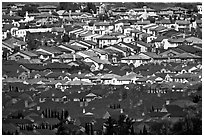 Rooftops of single family homes, Evergreen. San Jose, California, USA ( black and white)