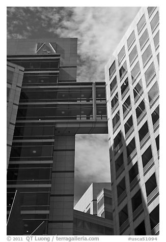 Detail of Adobe Towers. San Jose, California, USA (black and white)