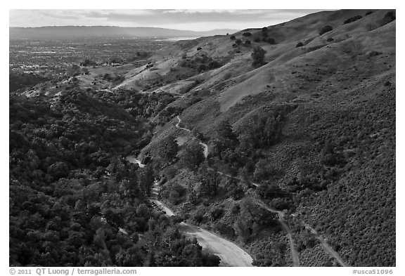 Alumn Rock valley. San Jose, California, USA (black and white)