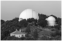 Lick observatory domes. San Jose, California, USA (black and white)