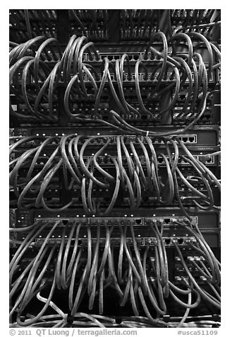 Computer server and cables. Menlo Park,  California, USA