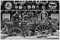 Decorations in pumpkin farm. Half Moon Bay, California, USA ( black and white)