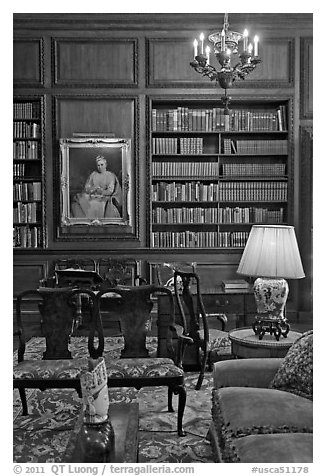 Antique furniture and bookshelves, Filoli estate. Woodside,  California, USA