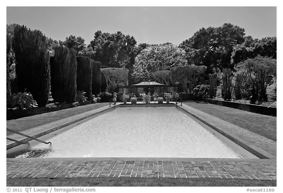 Swimming pool, Filoli estate. Woodside,  California, USA (black and white)