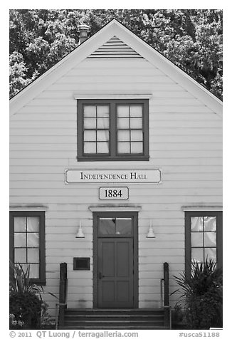 Independence Hall 1884. Woodside,  California, USA (black and white)