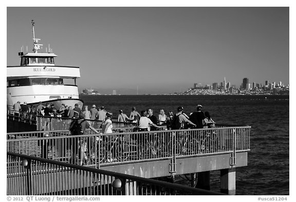 Arrival of San Francisco ferry, Sausalito. California, USA