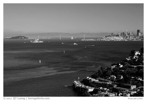 Bay seen from heights, Sausalito. California, USA