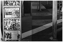 World War II pictures on Rosie the Riveter Memorial. Richmond, California, USA (black and white)