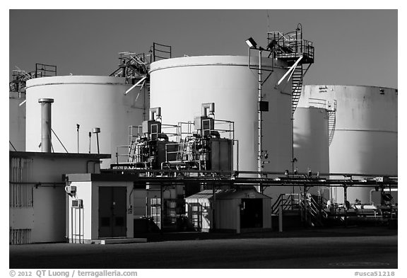 Oil tanks, Richmond. Richmond, California, USA (black and white)