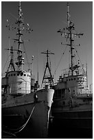 Retired warships, Rosie the Riveter/World War II Home Front National Historical Park. Richmond, California, USA (black and white)