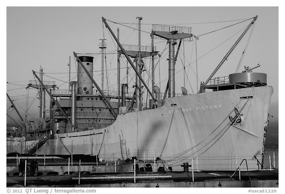 SS Red Oak Victory ship, Rosie the Riveter National Historical Park. Richmond, California, USA (black and white)